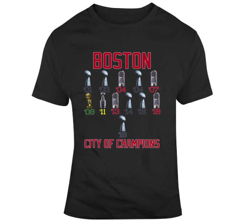 BeantownTshirts City of Champions Boston Baseball Fan Champion Fan T Shirt V-Neck / Black / Large