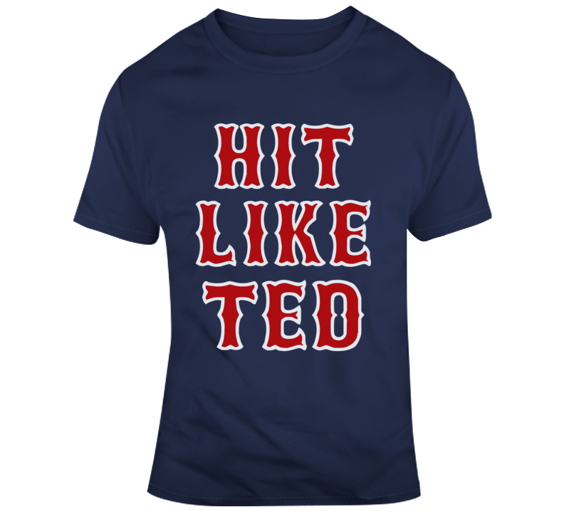 BeantownTshirts Hit Like Ted Boston Baseball Ted Williams Sports Fan T Shirt V-Neck / Navy / Medium