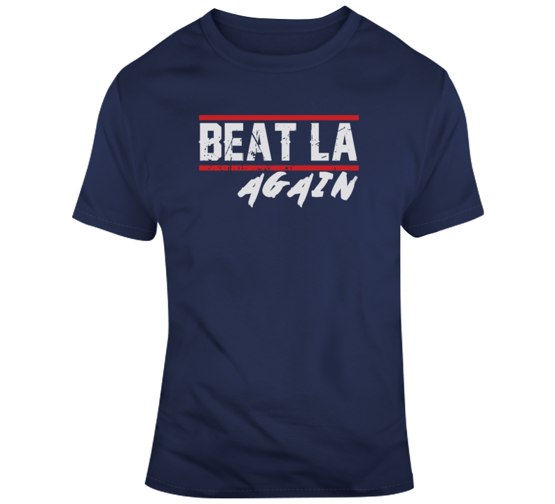 BeantownTshirts Beat La Again New England Football Fan Distressed T Shirt Classic / Navy / 3 X-Large