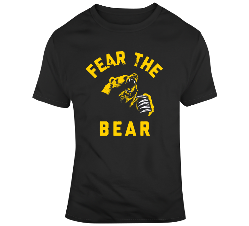  Boston Bruins Fear The Bear Men's Classic Hockey T-Shirt  (Small) Black : Sports & Outdoors