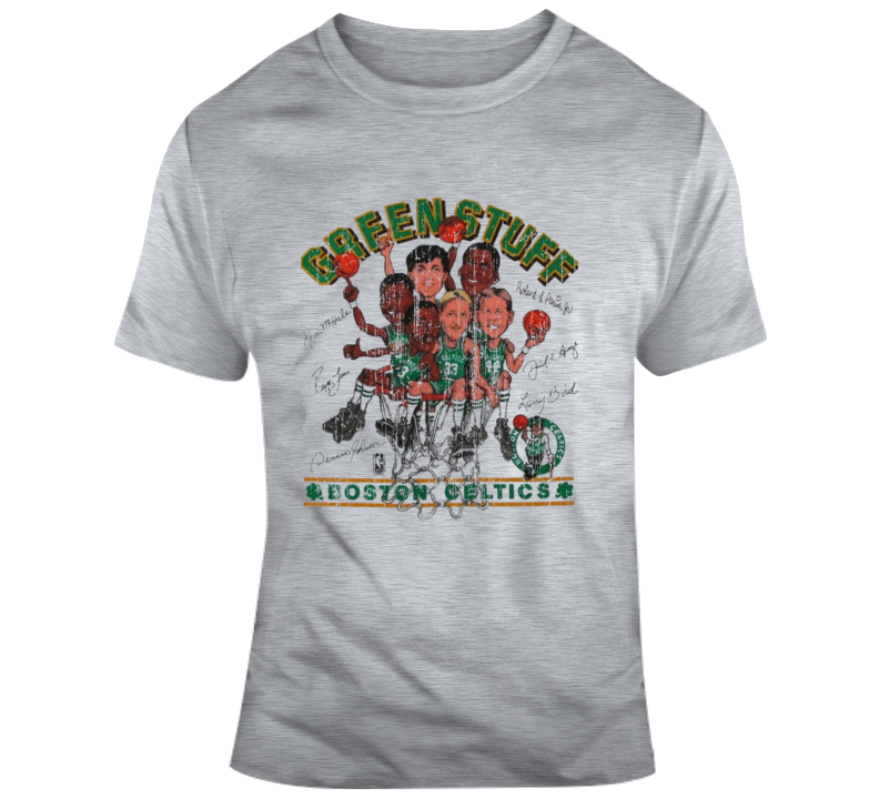 80s Boston Celtics Green Stuff Caricatures NBA t-shirt Small - The