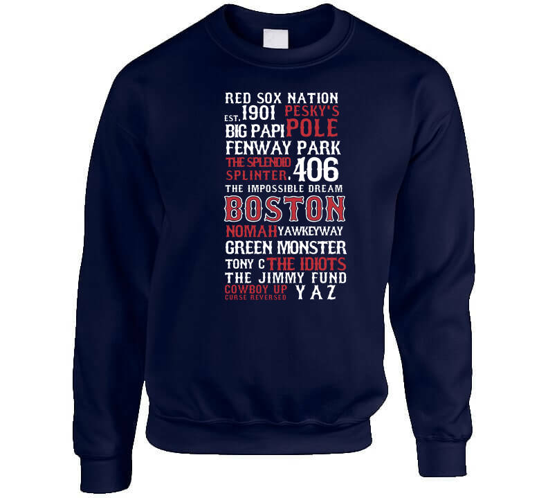 BeantownTshirts The Legend of Boston Banner Boston Baseball Fan V2 T Shirt Crewneck Sweatshirt / Navy / 2 X-Large