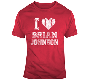 Brian Johnson I Heart Boston Baseball Fan T Shirt