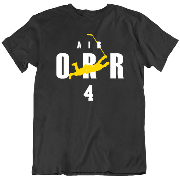 Bobby Orr Scoring and Soaring Air Orr 4 Boston Hockey Fan T Shirt