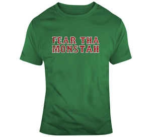 Fear The Monster Monstah Distressed Boston Baseball Fan T Shirt