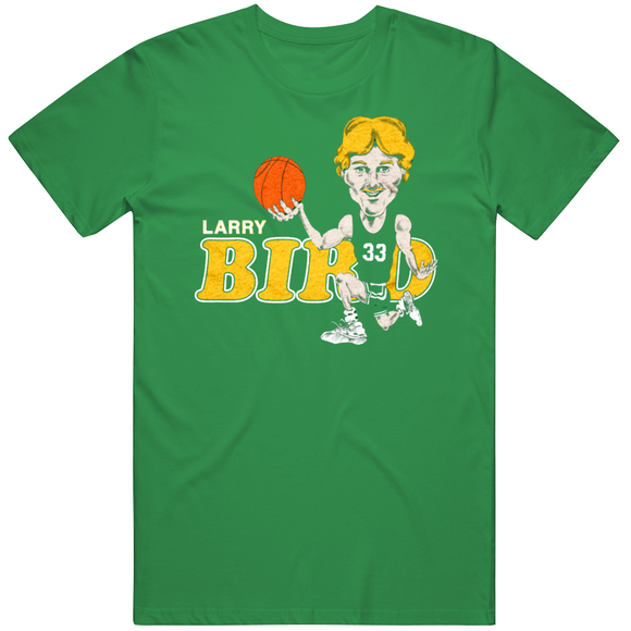 Larry Bird Boston Celtics 33 Basketball Comics Magazine Retro T