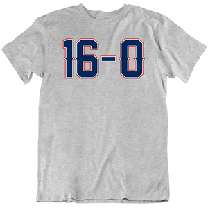 16 And 0 Lets Go New England Football Fan Sports Grey T Shirt