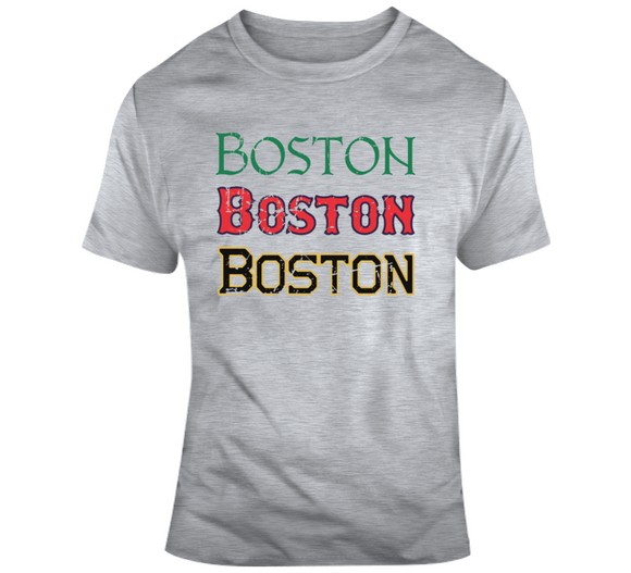 Boston Home Team Distressed Sports T Shirt