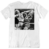 Retro Larry Bird Blocking Charles Barkley Boston Basketball Fan White T Shirt