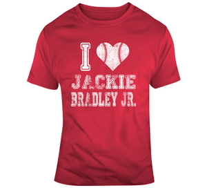 Jackie Bradley Jr I Heart Boston Baseball Fan T Shirt