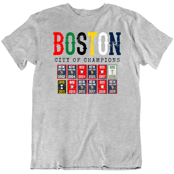 Boston City of Champions Boston Sports Fan Distressed T Shirt