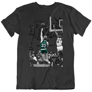 Retro Larry Bird Over Dr J Boston Basketball Fan Black T Shirt
