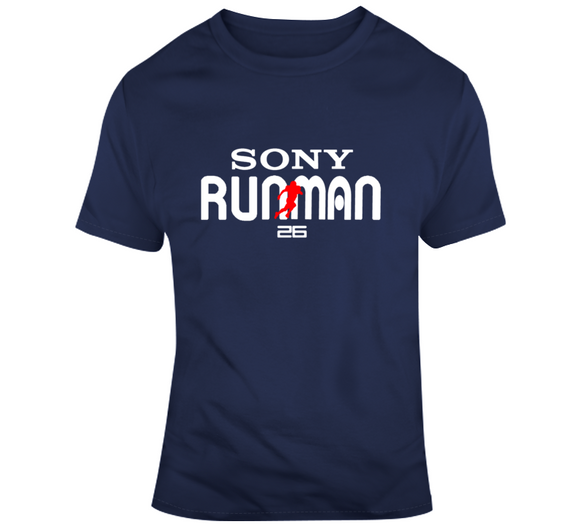 Sony Michel Sony Runman 26 Walkman New England Football Fan T Shirt