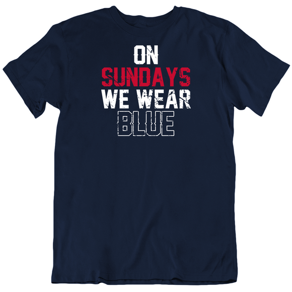 On Sundays We Wear Blue New England Football Fan Distressed T Shirt