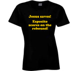 Jesus Saves Esposito Scores On The Rebound Boston Hockey Fan T Shirt