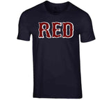 Boston Baseball Fan RED Distressed T Shirt