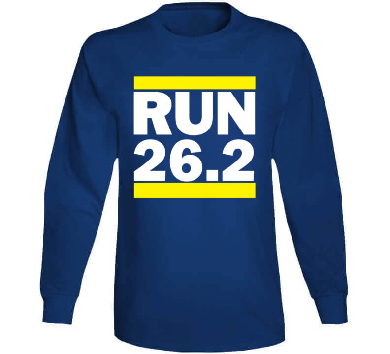 BeantownTshirts Boston Marathon Inspired Run 26.2 Miles Cool T Shirt Long Sleeve / Royal Blue / 2 X-Large
