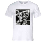 Retro Larry Bird Blocking Charles Barkley Boston Basketball Fan White T Shirt