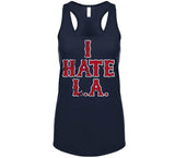I Hate LA Boston Baseball Fan Distressed T Shirt