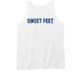 James Sweet Feet White New England Football Fan Distressed T Shirt