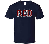 Boston Baseball Fan RED Distressed T Shirt