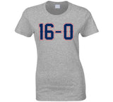 16 And 0 Lets Go New England Football Fan Sports Grey T Shirt
