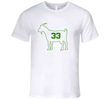 Larry Bird Goat 33 Outline Boston Basketball Fan White T Shirt