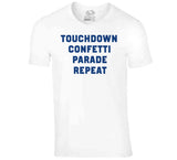 Touchdown Confetti Parade Repeat New England Football Fan T Shirt
