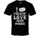 John Moore I Love Boston Hockey Fan T Shirt