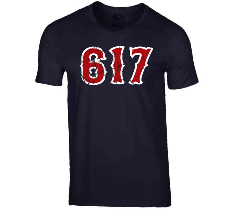 BeantownTshirts Boston Champs 617 Area Code Boston Baseball Fan T Shirt V-Neck / Navy / Small