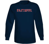 Boston Faithful Baseball Fan Distressed Navy T Shirt
