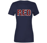 Boston Baseball Fan RED Distressed T Shirt
