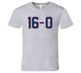 16 And 0 Lets Go New England Football Fan Sports Grey T Shirt