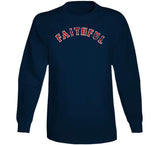 Boston Faithful Baseball Fan Distressed Navy V2 T Shirt