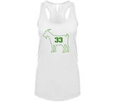 Larry Bird Goat 33 Outline Boston Basketball Fan White T Shirt