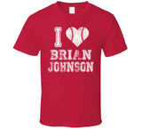 Brian Johnson I Heart Boston Baseball Fan T Shirt
