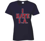 I Hate LA Boston Baseball Fan Distressed T Shirt