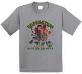 Retro Boston Basketball Team Green Stuff  Bird Parrish Ainge Caricature Distressed   T Shirt